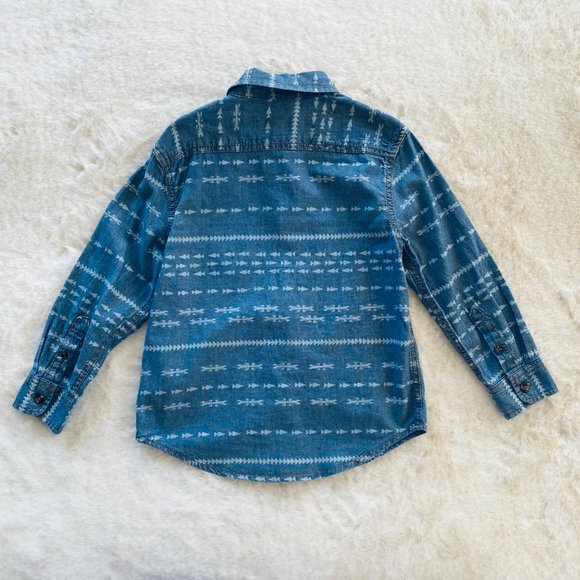 Chambray Long-Sleeved Button-Down Shirt Boy size 5T Southwest Arrowhead Print - Picture 6 of 9